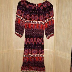 Tiana B. Womens Off The Shoulder Stretchy 3/4 Sleeve Jewel Tone Dress Small